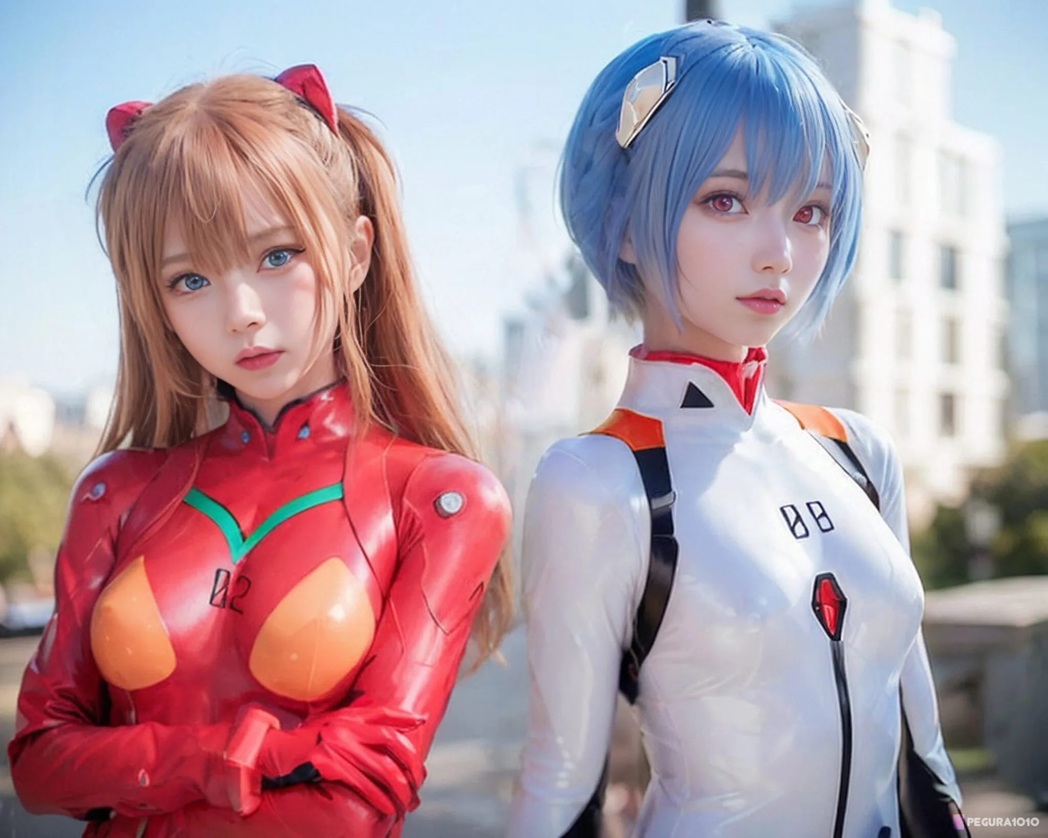 AI imagines Asuka and Rei as two real girls
